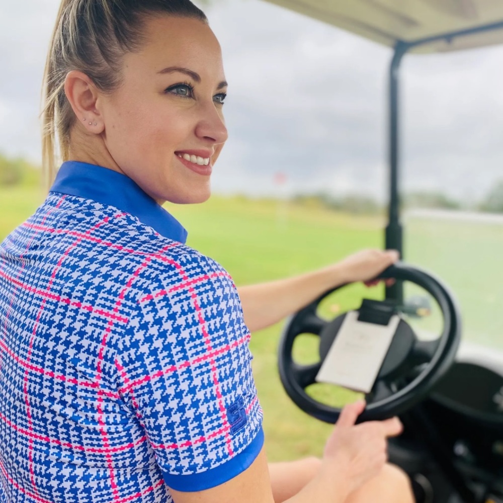 CS Ladies Plaid Print Polo